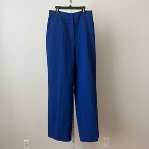 Zara sz L Royal Blue High Waisted Wide Leg Trousers Pants Preppy Boho